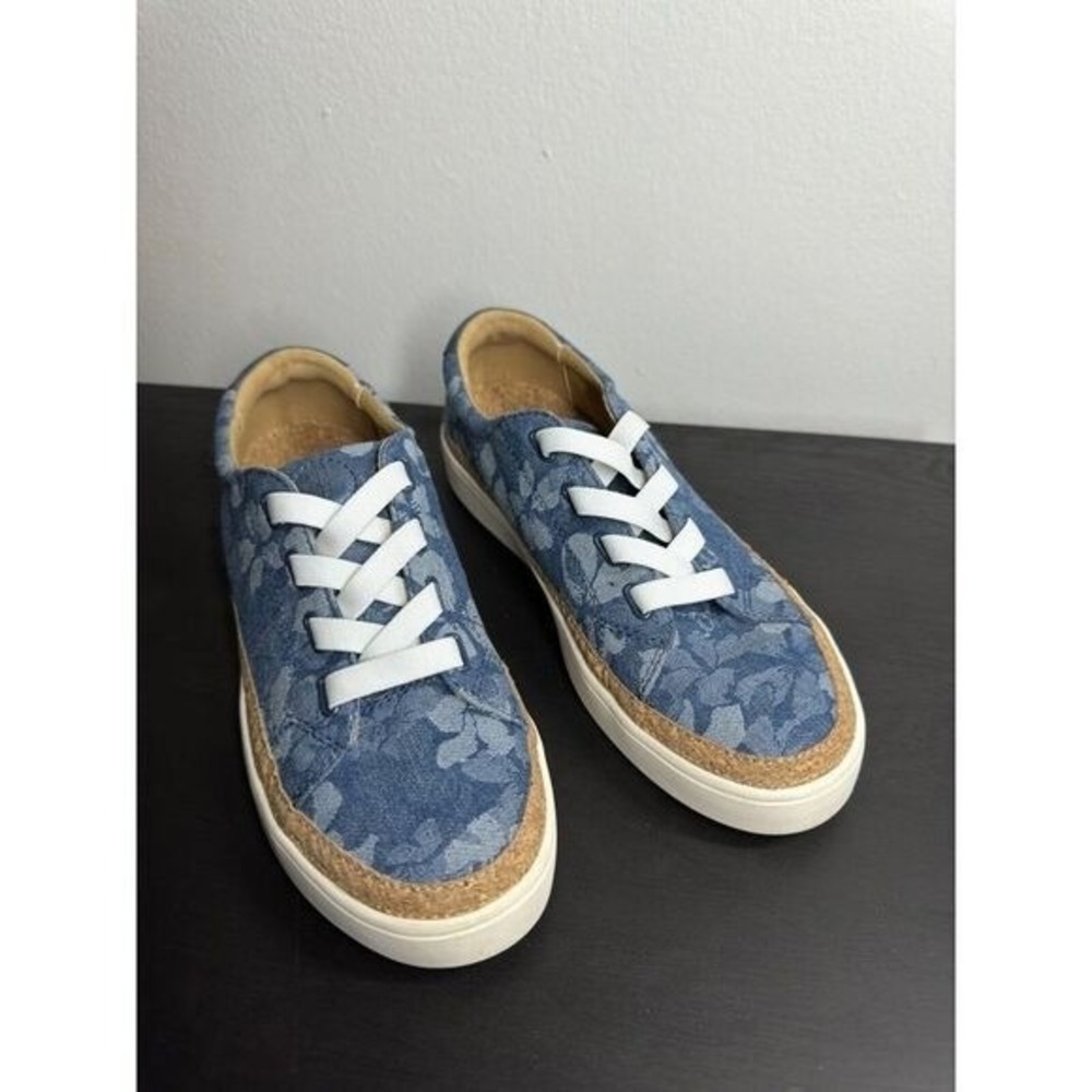 Revitalign 8  Orthotic Slip-On Blue Floral Sneaker Casual Shoes - Picture 4 of 9